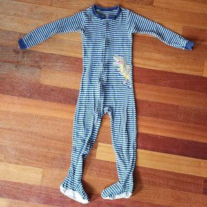 Carter's Blue/Green Striped Dinosaur Stretch Footed Pajamas Size 5T